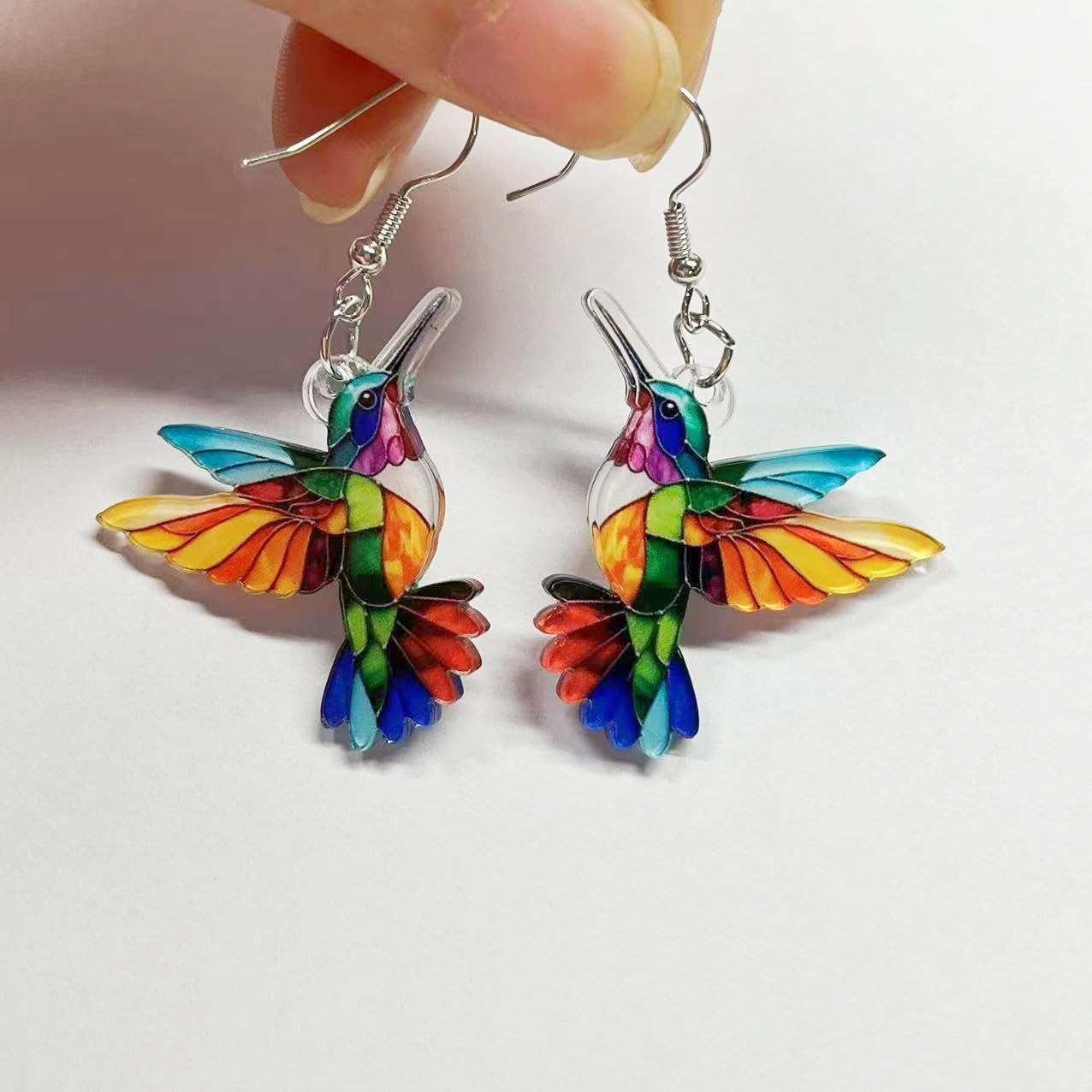 Colorful hummingbird-shaped earrings